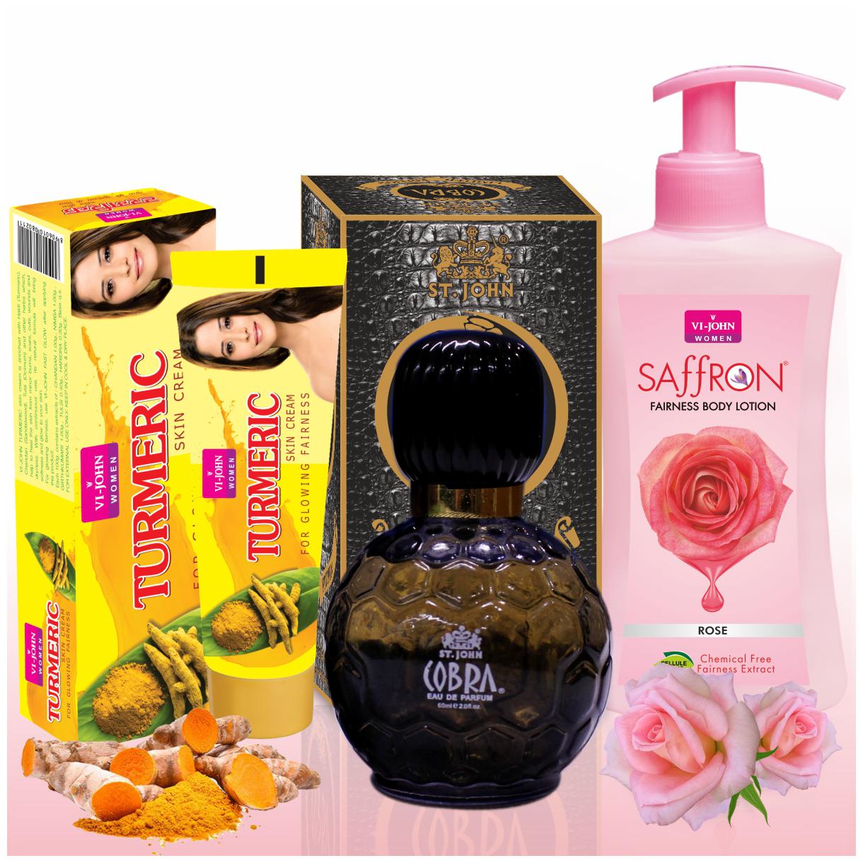 

St-John Women Care Kit (Turmeric Cream 50g Body Lotion Rose 250ml Perfume Cobra 60ml)