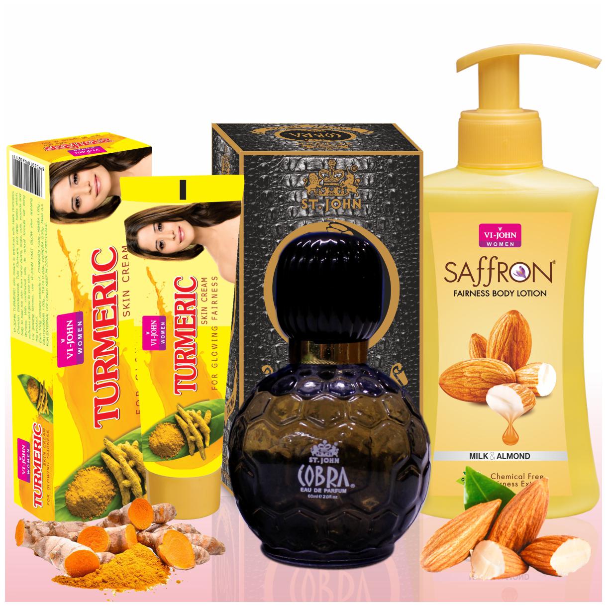 

St-John Women Care Kit (Turmeric Cream 50g Body Lotion Milk Almond 250ml Perfume Cobra 60ml)