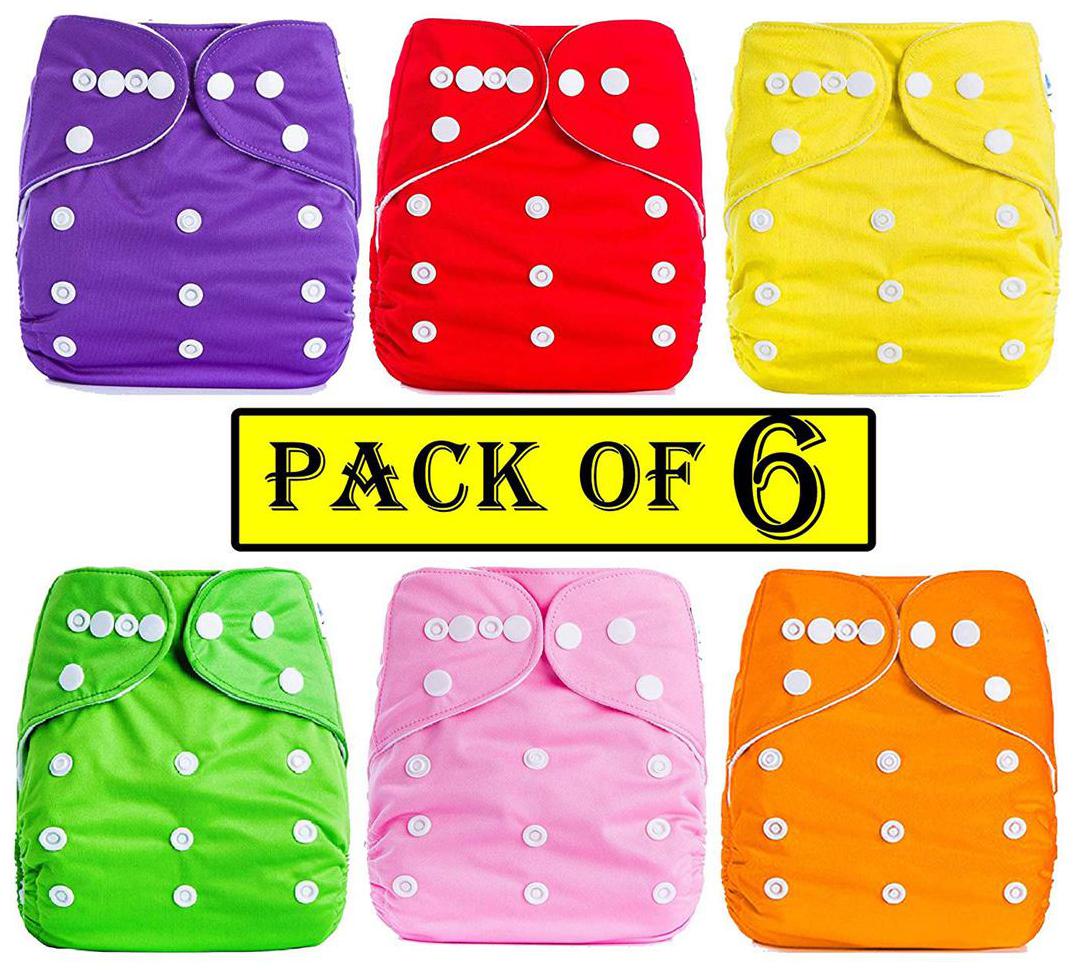

Wonder Star Present High Quality Baby Pocket Cloth Diapers Reusable And Washable with Inserts Size-S(Pack of 6)