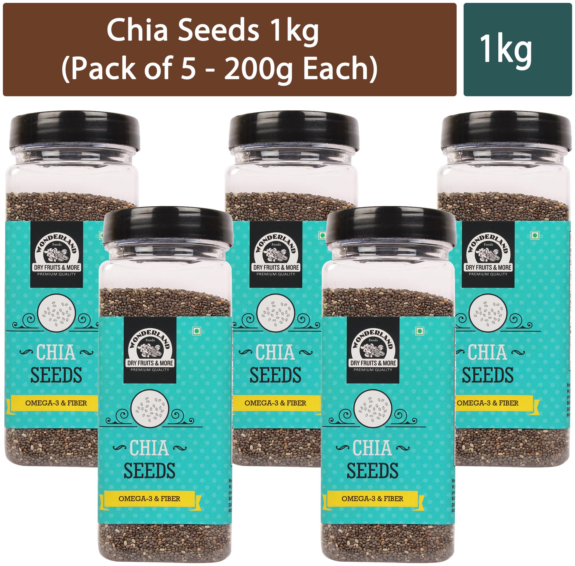 

Wonderland Chia Seeds 1kg (Pack of 5 - 200g Each)