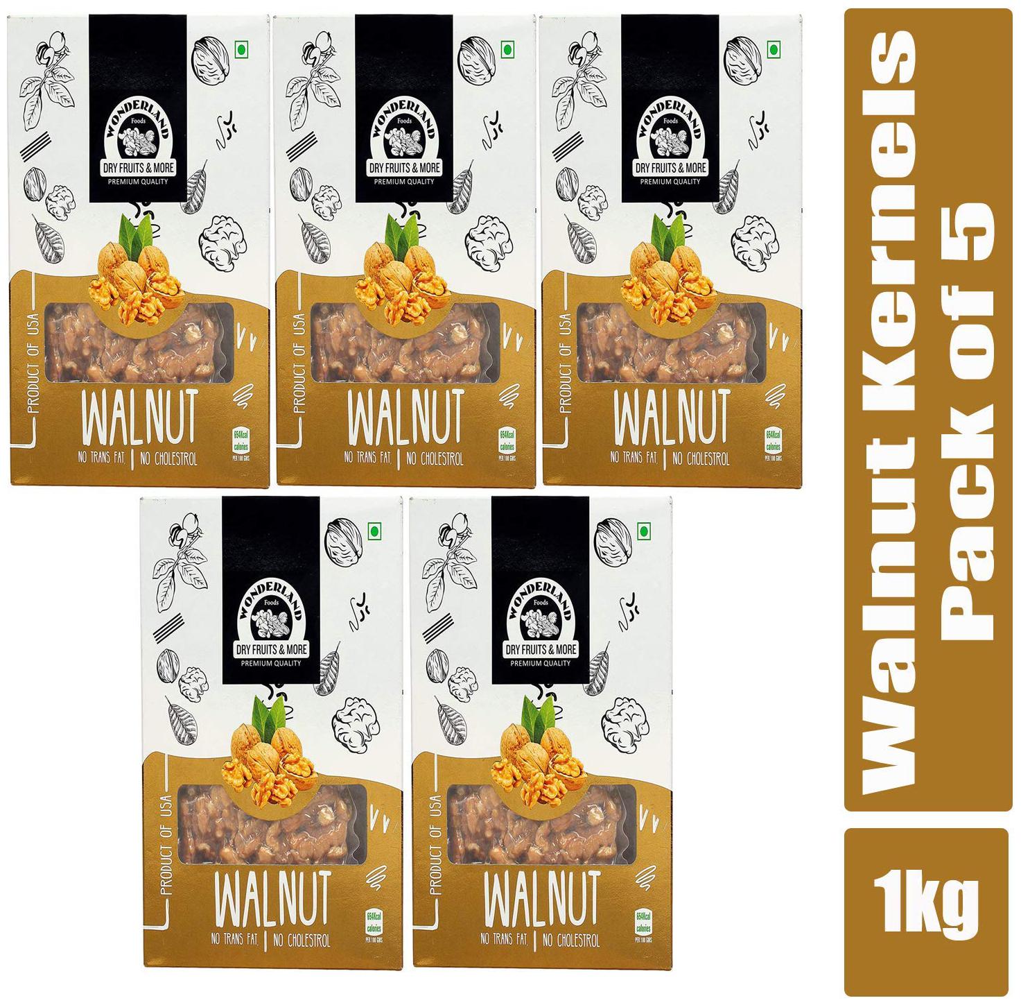 

Wonderland Light Broken Walnuts Kernels (Akhrot Giri) 1 kg (200 g x 5)-Without Shell