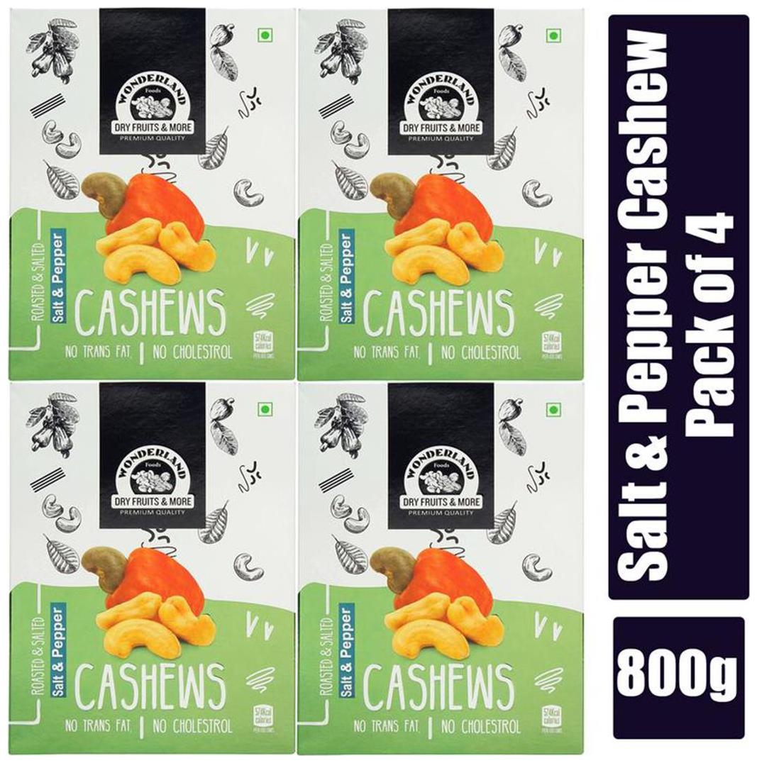 

Wonderland Roasted Salted Black Pepper Cashew 800g (Pack of 4-200g Each)