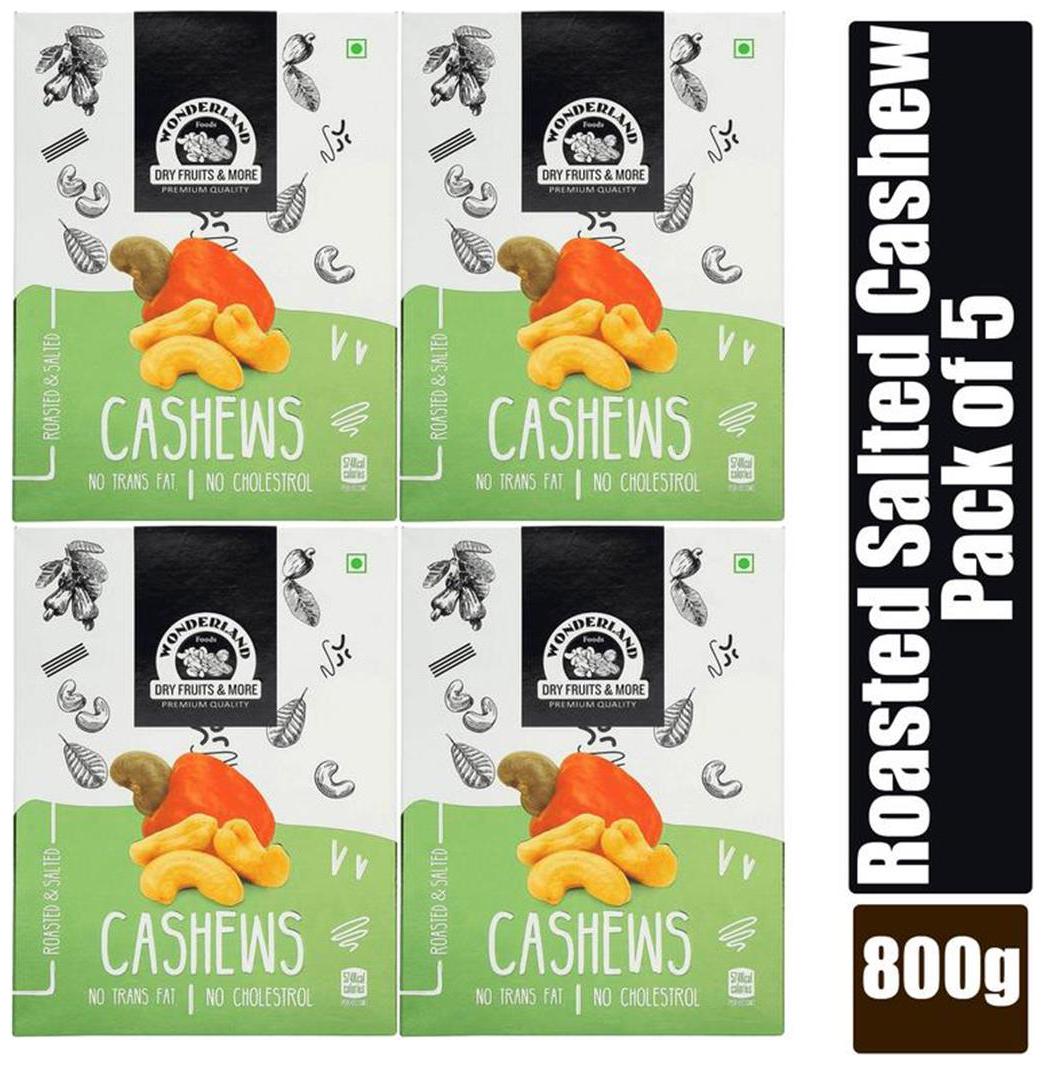 

Wonderland Roasted Salted Cashew 800g (Pack of 4- 200g Each)