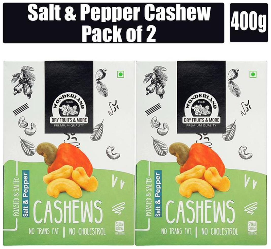 

Wonderland Roasted Salted Black Pepper Cashew 400g (Pack of 2-200g Each)
