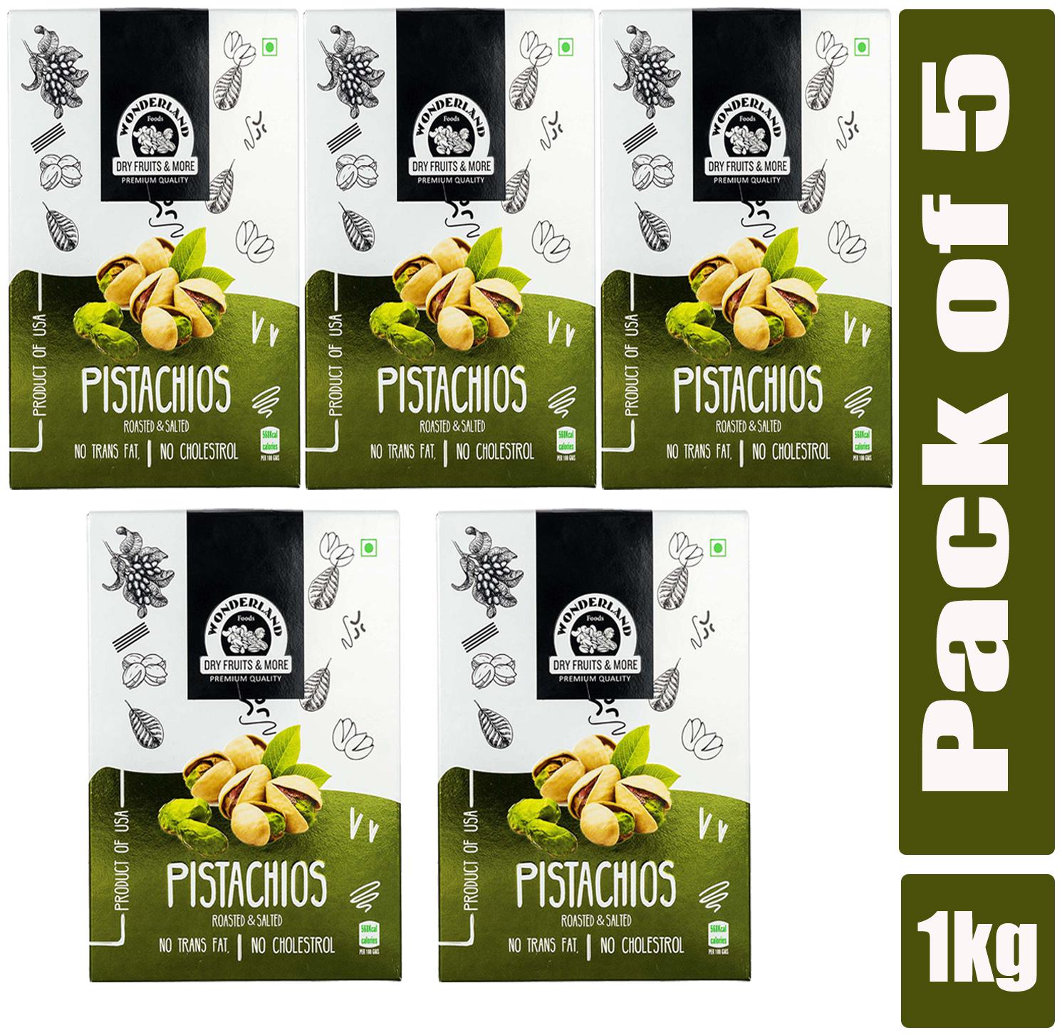 

Wonderland Roasted and Salted Pistachios 1 kg Box (Pack of 5-200g Each)