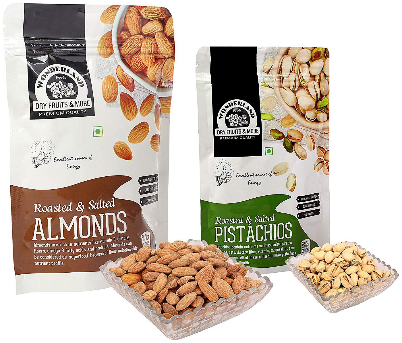 

Wonderland Roasted Salted Almonds 200g Pistachios 100g