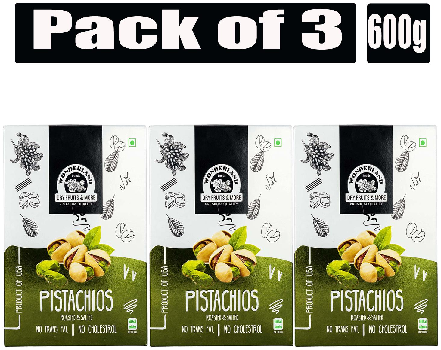 

Wonderland Roasted and Salted Pistachios 600g Box (Pack of 3-200g Each)