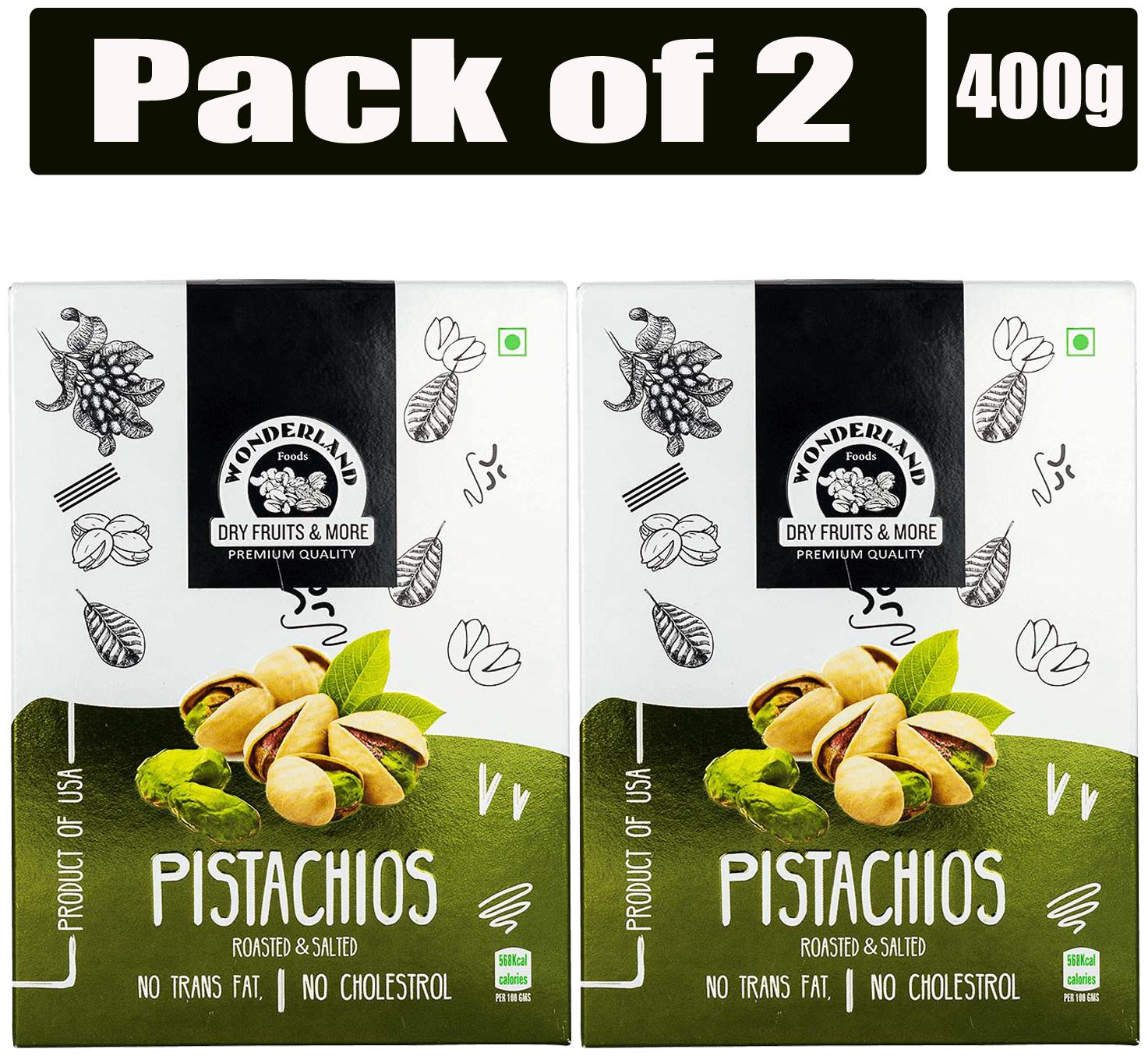

Wonderland Roasted and Salted Pistachios 400g Box (Pack of 2-200g Each)