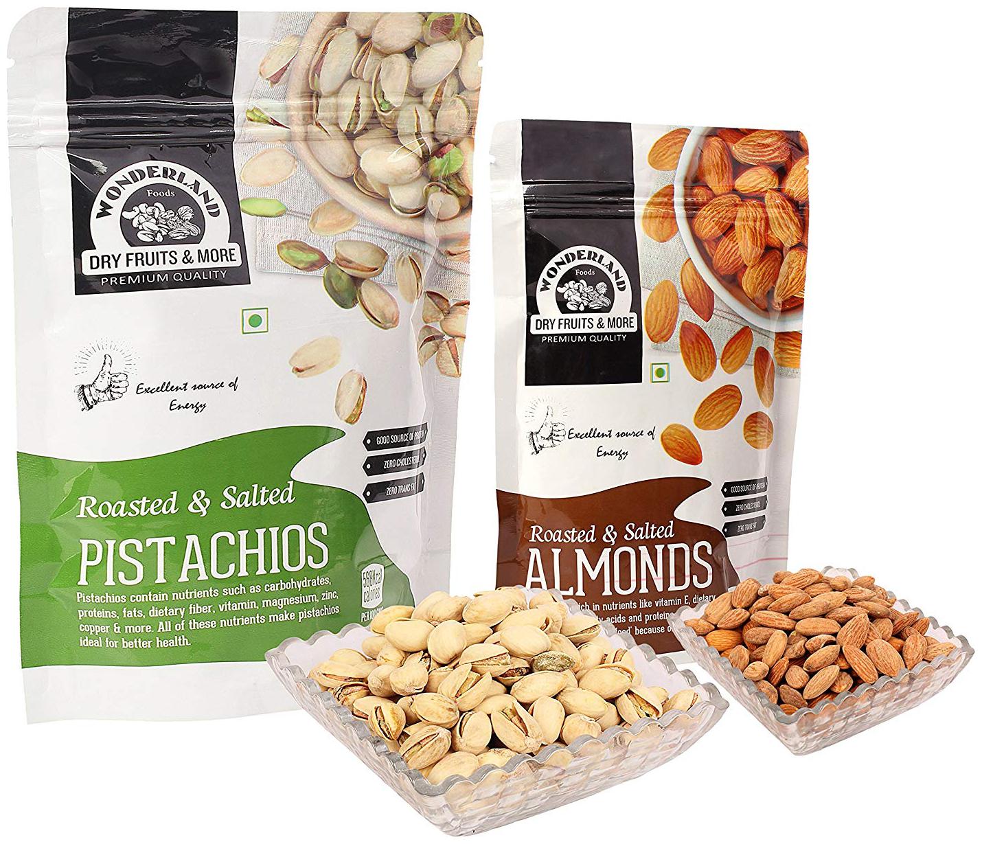 

Wonderland Roasted Salted Pistachios 200g Almonds 100g