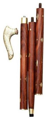 

Wooden Handcarved Sheesham Wood With Brass Design Morning Walking Stick