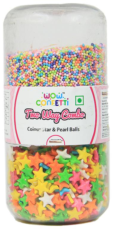 

Wow Confetti 2 Way Combo Jar Colour Star Pearl Balls 300g (Pack Of 1)