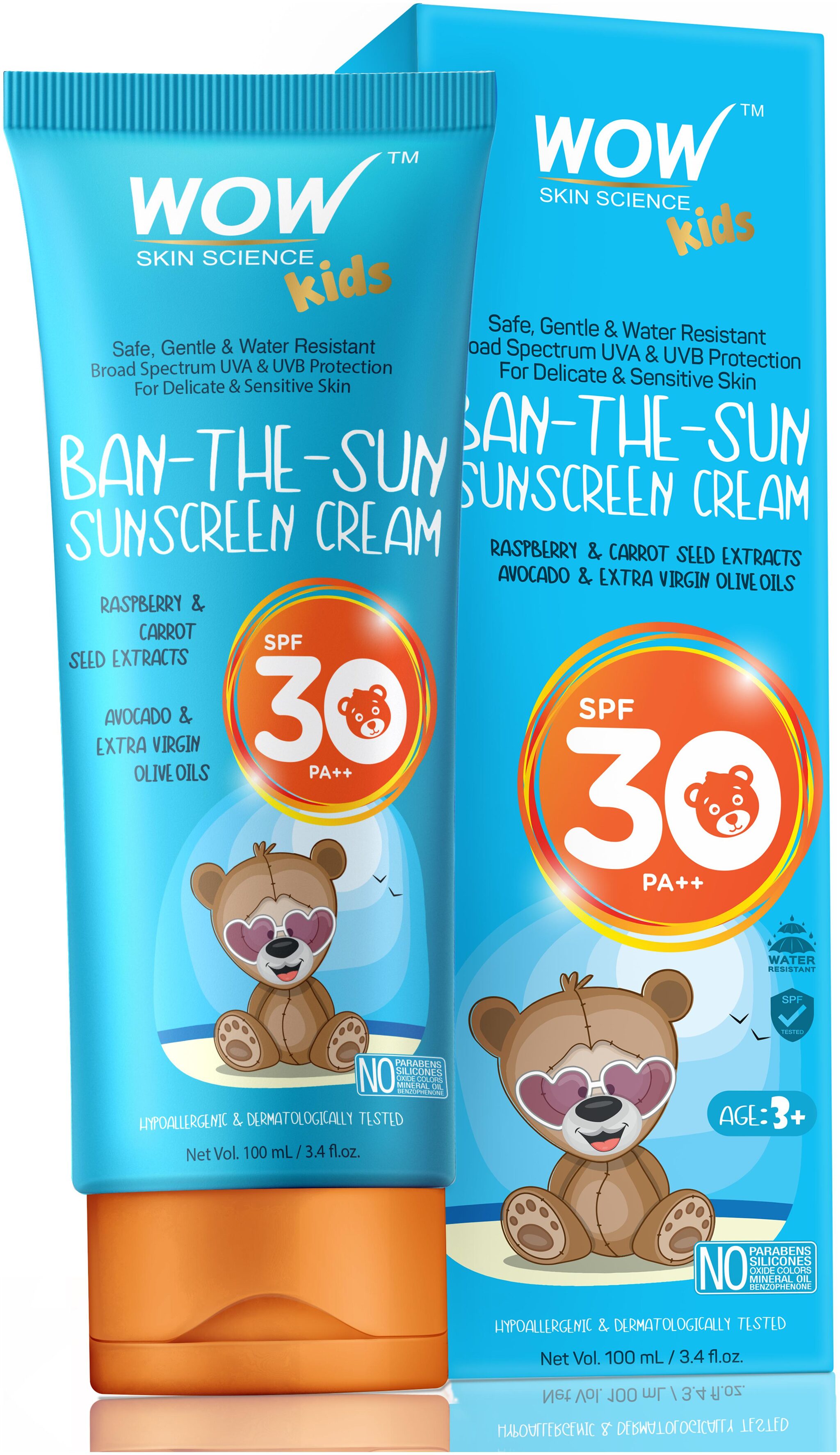 

WOW Kids Ban-The-Sun Sunscreen Cream Spf 30 - No ParabensSiliconesOxide ColorMineral Oil and Benzophenone-100 ml(Pack of 1)