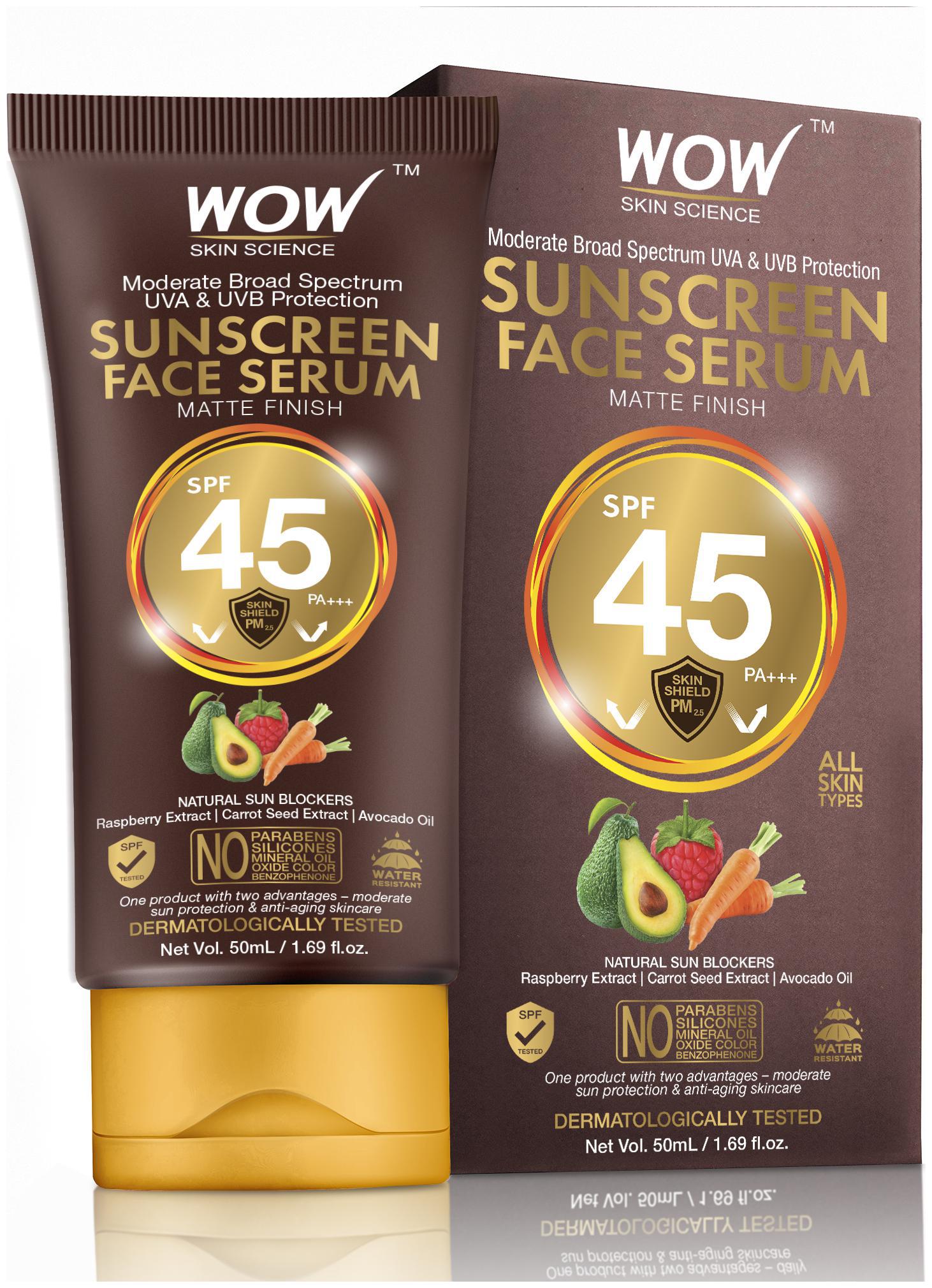 

Wow Skin Science Matte Finish Sunscreen Serum Spf 45 Pa 50ml