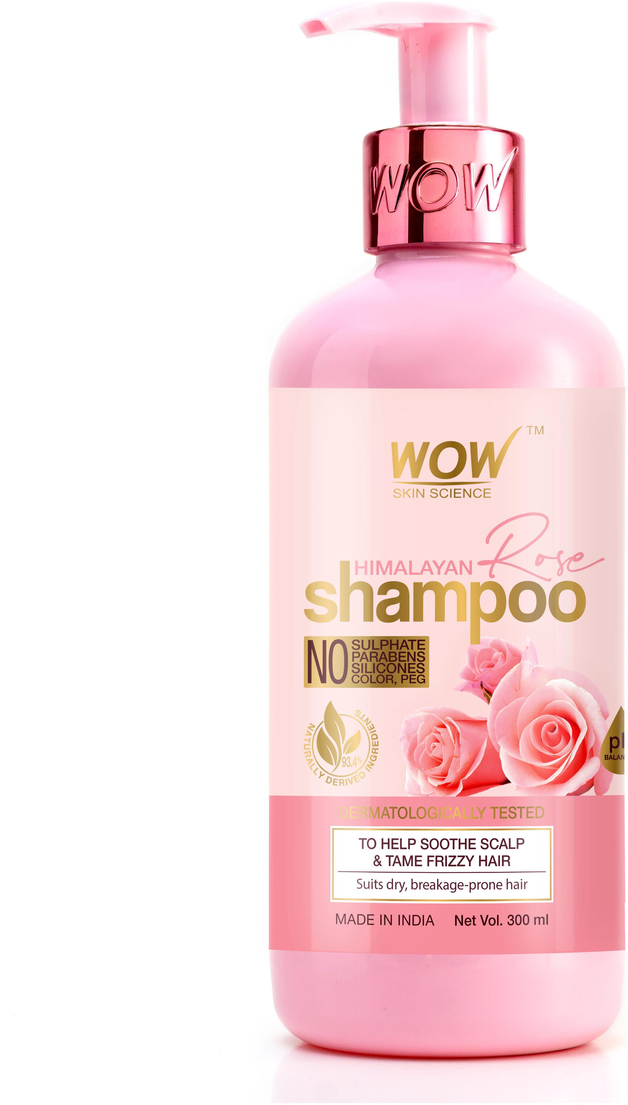 

WOW Skin Science Himalayan Rose Shampoo with Rose Hydrosol Coconut Oil Almond Oil Argan Oil For Volumnising Hair Anti Smelly Scalp 300 ml (Pack Of 1)