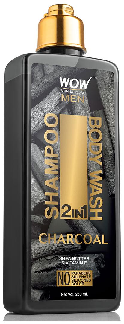 

WOW Skin Science Charcoal 2-in-1 Shampoo Plus Body Wash - No Parabens Sulphate Silicones Color (250 ml)(Pack of 1)