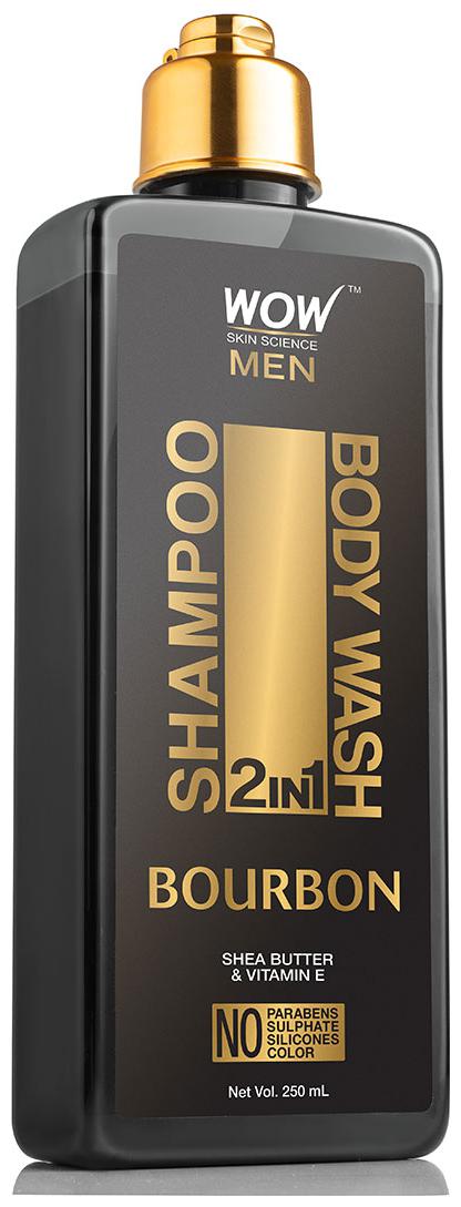 

WOW Skin Science Bourbon 2-in-1 Shampoo Plus Body Wash - No Parabens Sulphate Silicones Color (250 ml)(Pack of 1)