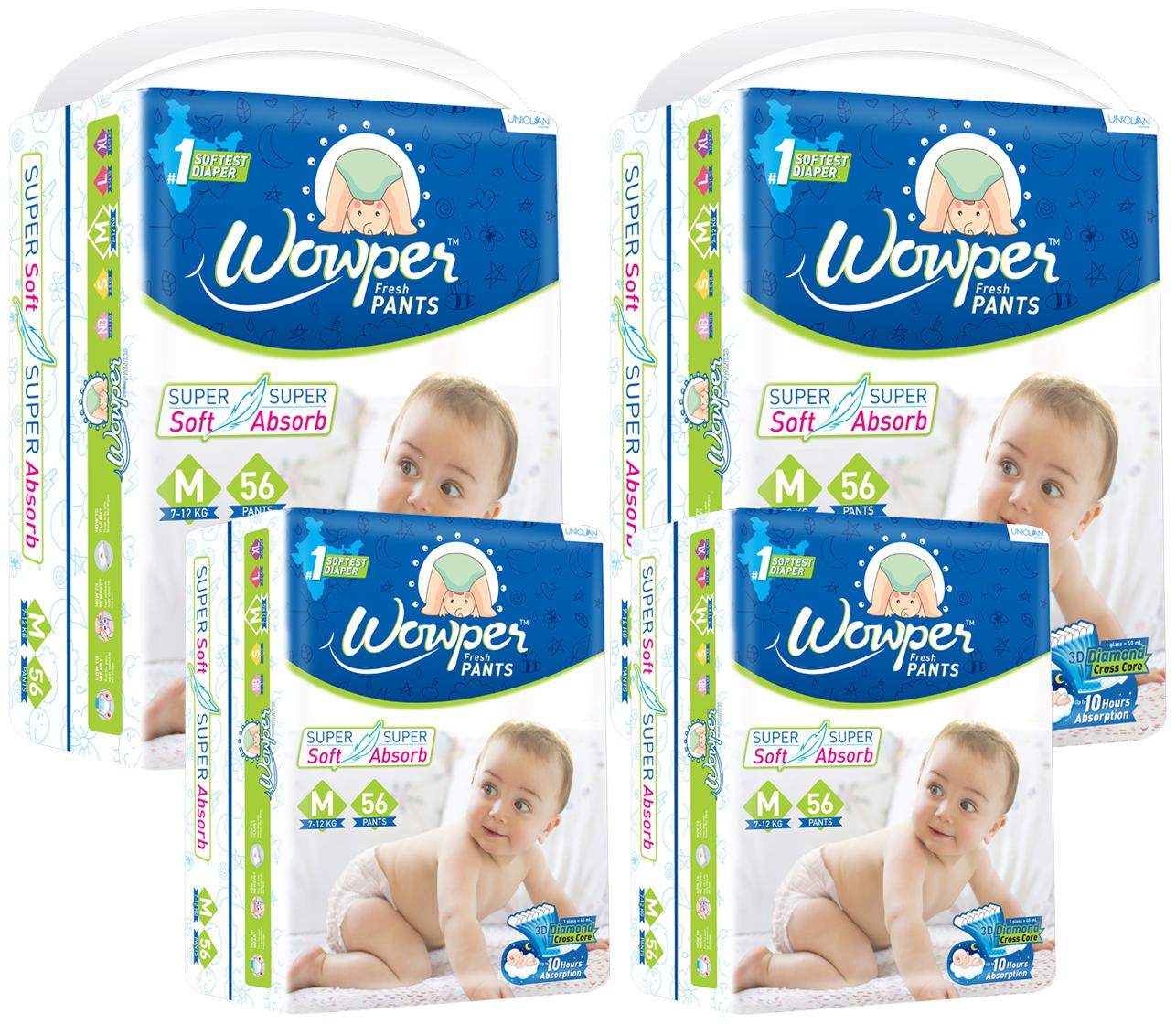 

Wowper Fresh Pants Diapers Medium 56 pcs (Pack Of 4)