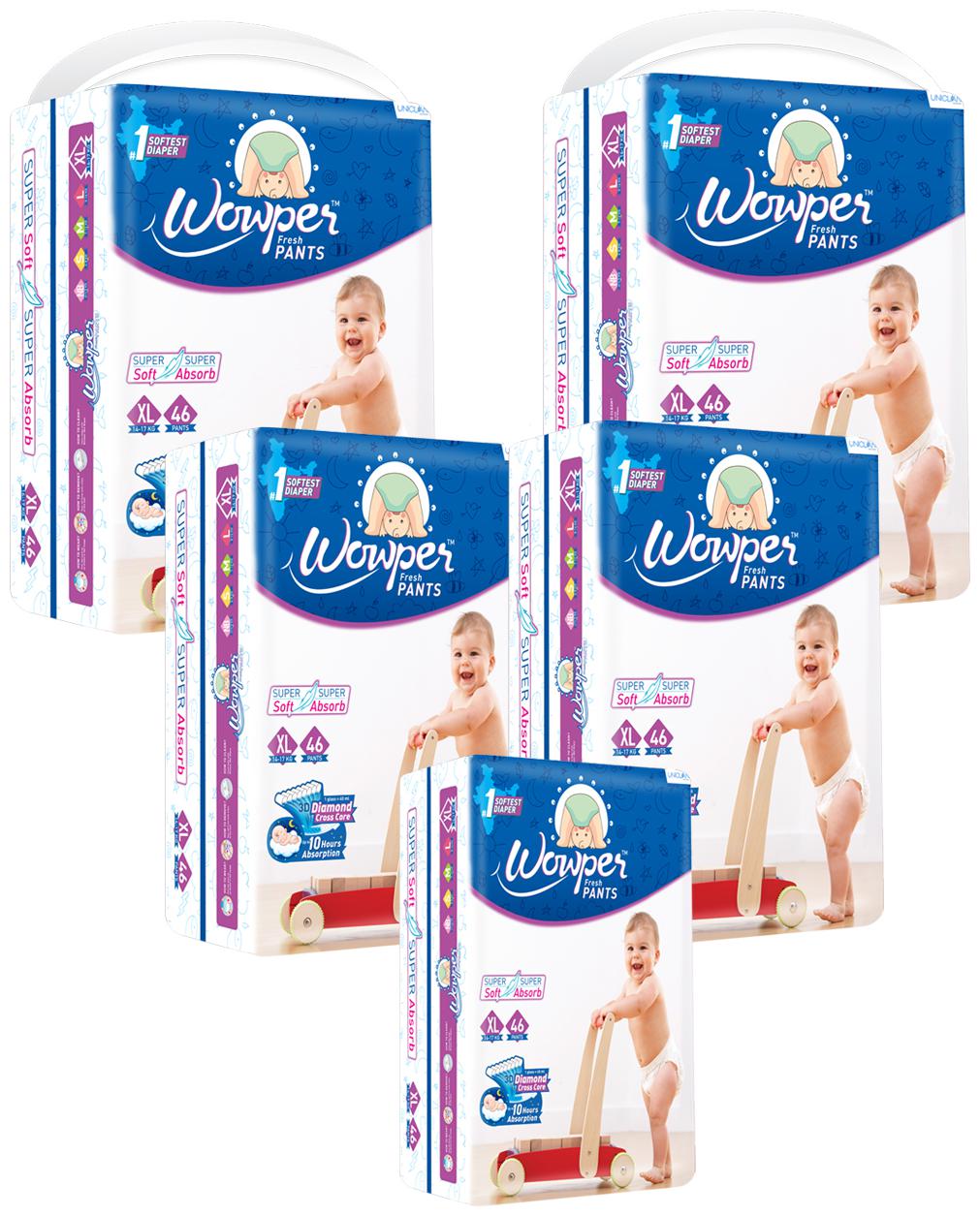 

Wowper Fresh Pants Diapers Extra Large 46 pcs (Pack Of 5)