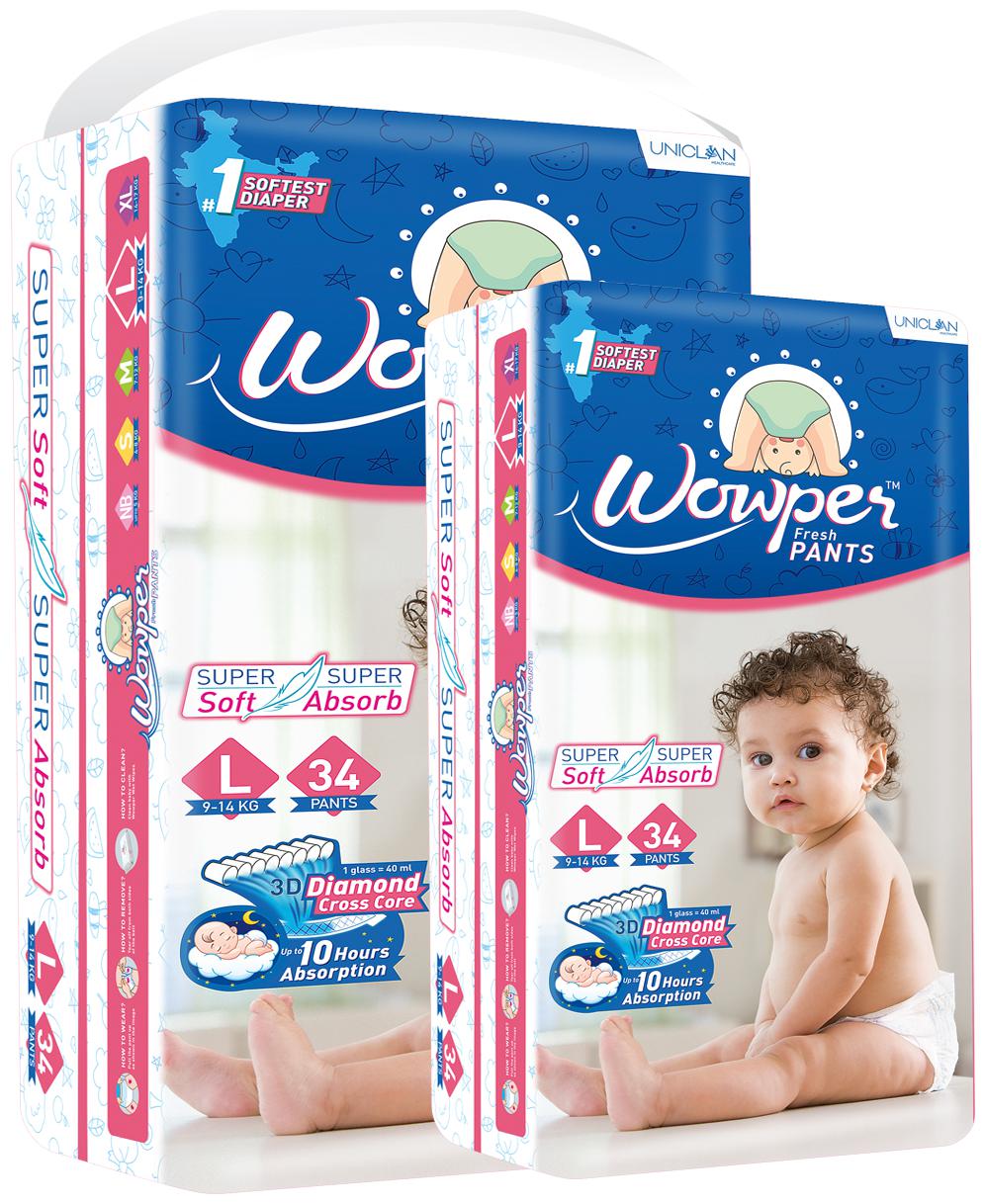 

Wowper Fresh Pants Diapers - L (Set of 2) 34 Pieces in each pack