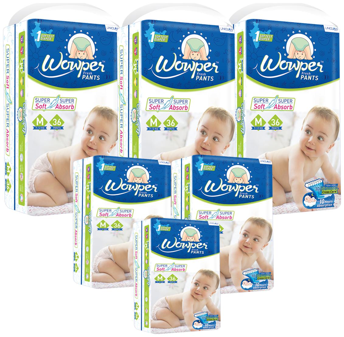 

Wowper Fresh Pants Diapers Medium 36 pcs (Pack Of 6)
