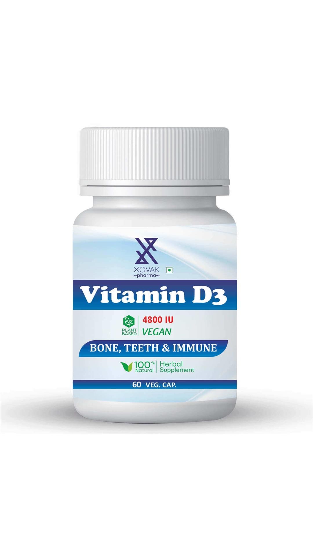 

Xovak Pharma Vitamin D3 Capsules For Support Bone Teeth And Muscle Health (60 Capsules)