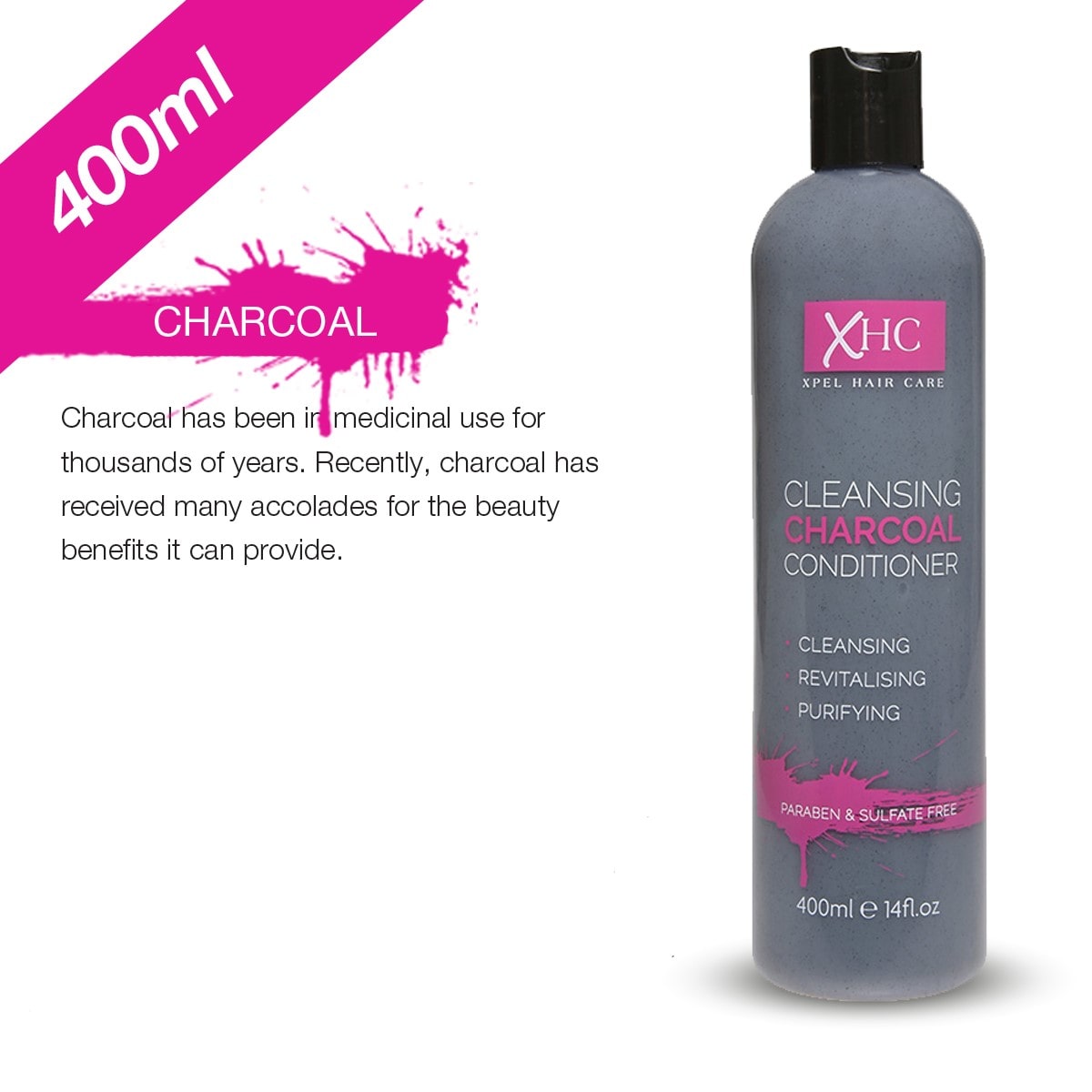

Xpel Marketing Charcoal Cleansing Conditioner with Charcoal From Bamboo Grapefruit Oil Lemon Oil For Purifying 400 ml