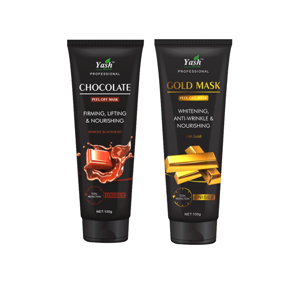 

Yash Herbal Total Protection Unisex Chocolate 24K Gold Peel-off Mask Combo Pack 100g each (Pack Of 2)