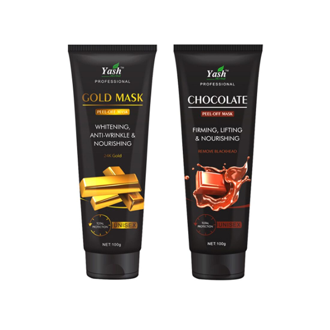 

Yash Herbal Total Protection Unisex 24K Gold Mask 100 g Chocolate Peel-off Mask 100 g (Pack of 2)