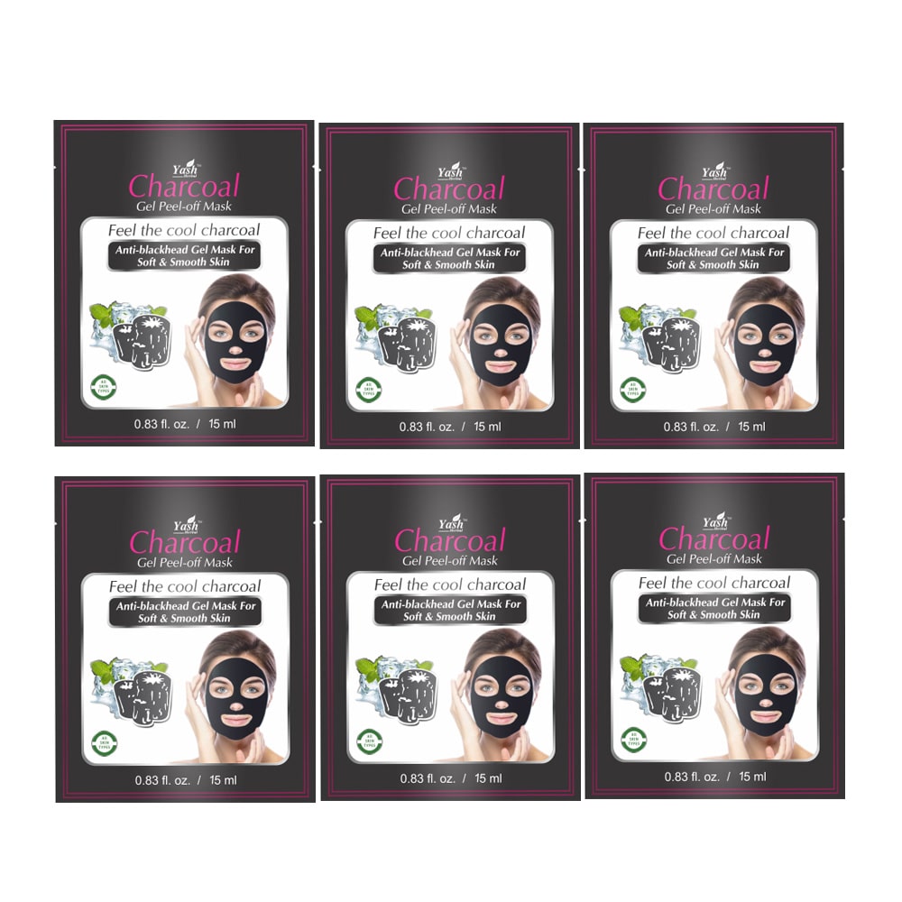

Yash Herbal Charcoal Anti-blackhead Gel Peel-off Mask for Soft Smooth Skin (15 ml Sachets each)(Pack of 6)