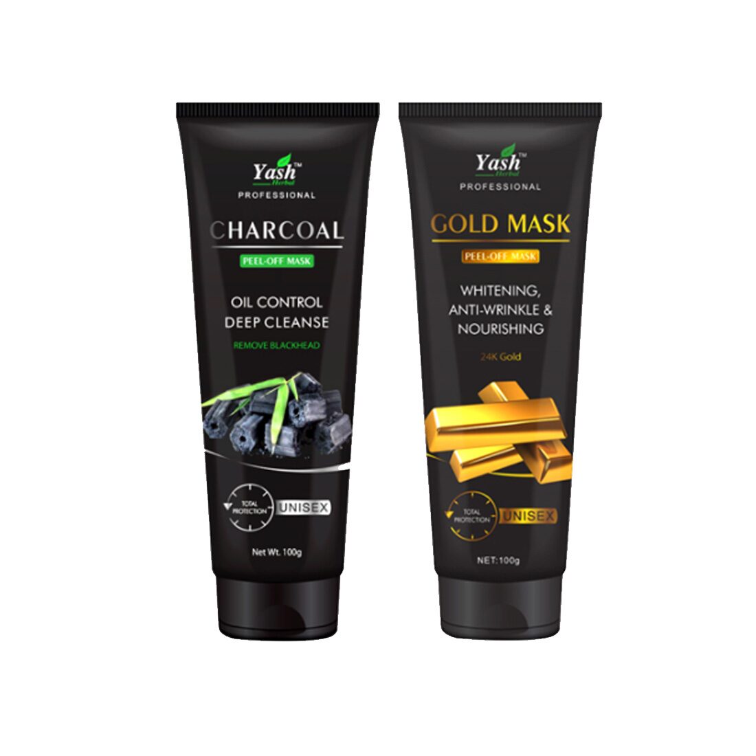 

Yash Herbal Total Protection Unisex Charcoal 24K Gold Peel-off Mask Combo 100 g Each ( Pack of 2 )