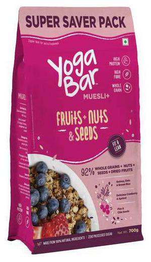 

Yoga bar Wholegrain Breakfast Muesli - Dried Fruits Nuts Seeds 700 g