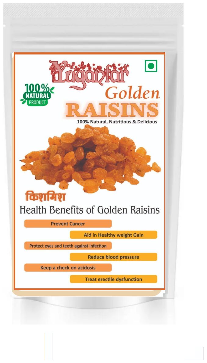 

Yugantar 100 Natural Premium Plain Raisins Kishmish -400g( Pack Of 2)