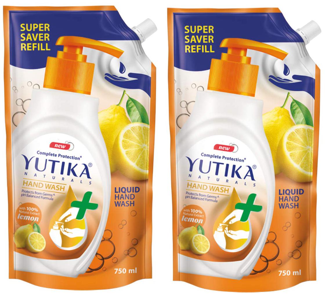 

Yutika Naturals Hand Wash Complete Protection 100 Natural Extract for Hand Hygiene Protect from Germs pH Balanced Formula Lemon 750 ml (Pack of 2)