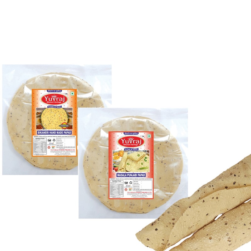 

Yuvraj Bikaneri Hand made papad Masala Punjabi papad Combo (250 g x 2 ) Pack of 2