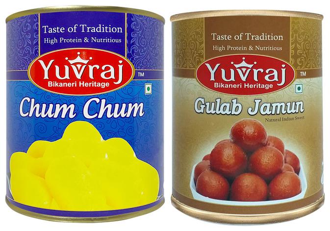 

Yuvraj Sweets Gulab Jamun 1kg Cham Cham 1kg Tin pack (Pack Of 2)