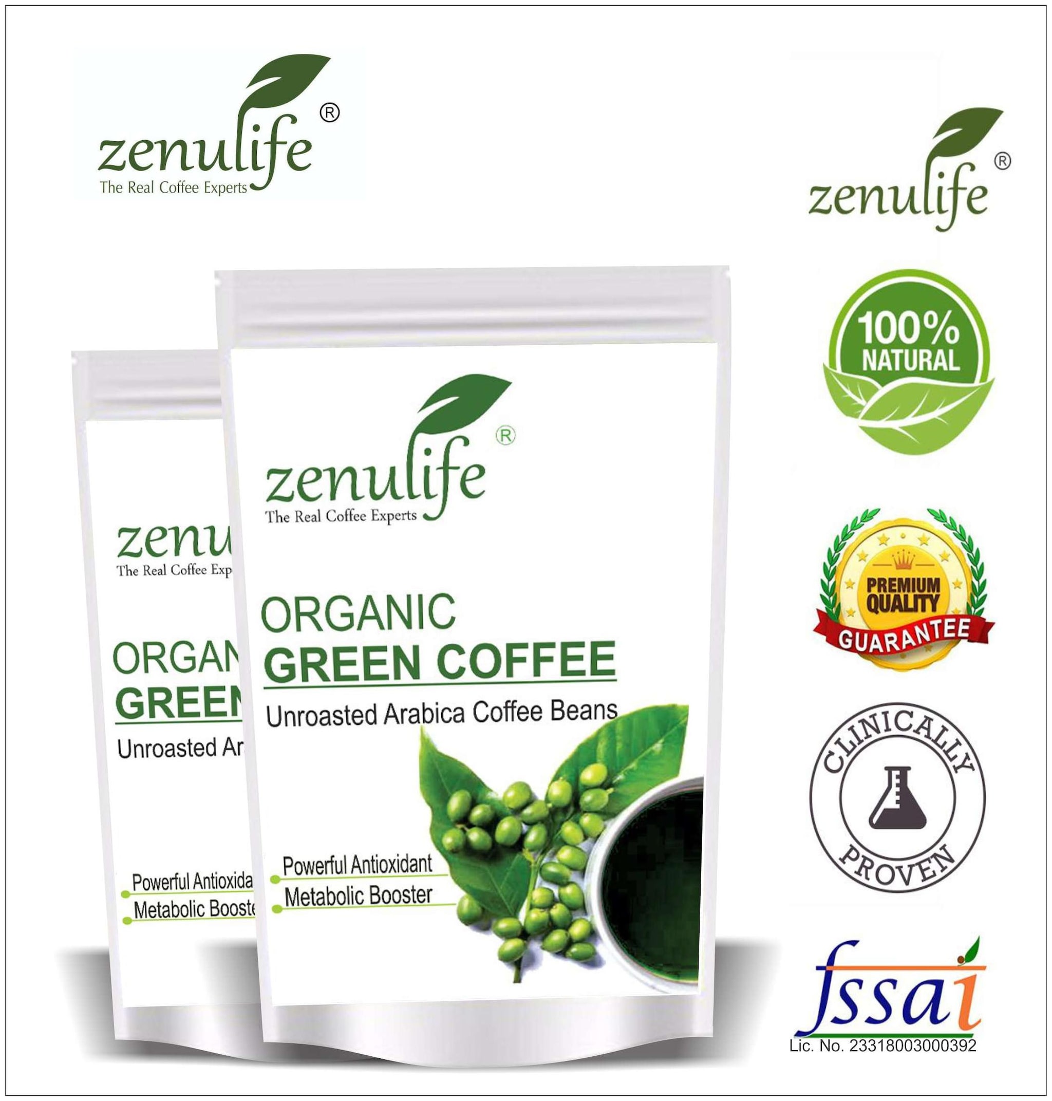 

Zenulife Green coffee beans 500 g Pack of 2