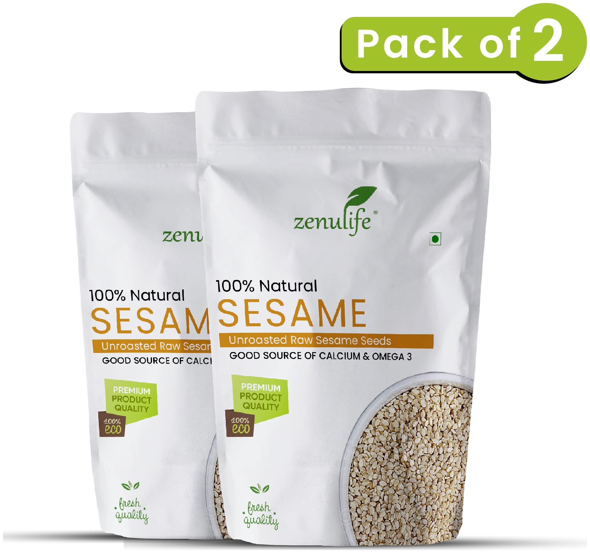 

Zenulife Premium Quality Natural White Sesame Seeds 200g Pack of 2