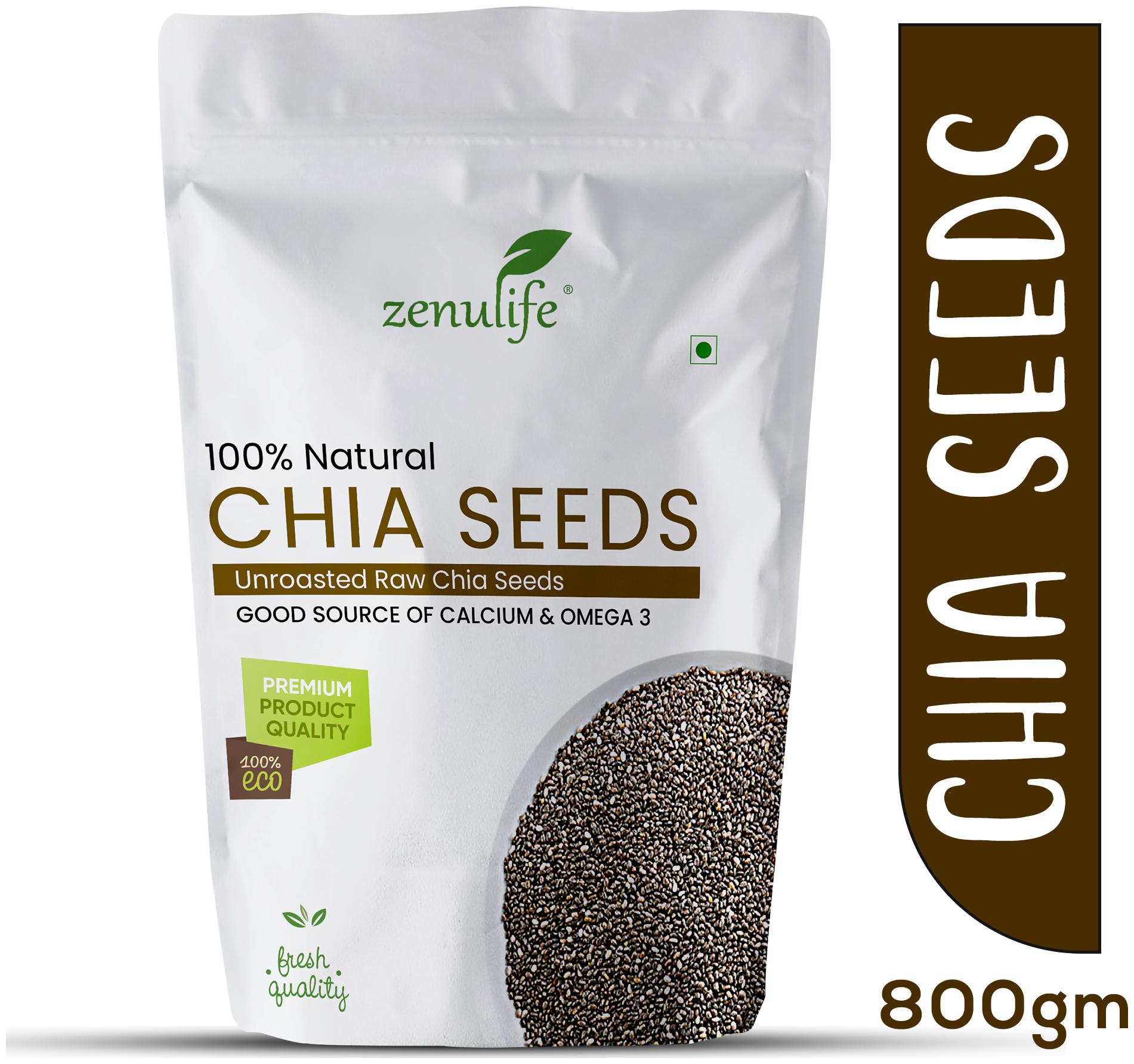 

Zenulife Raw Chia Seeds for Weight Loss High in Calcium - 800g