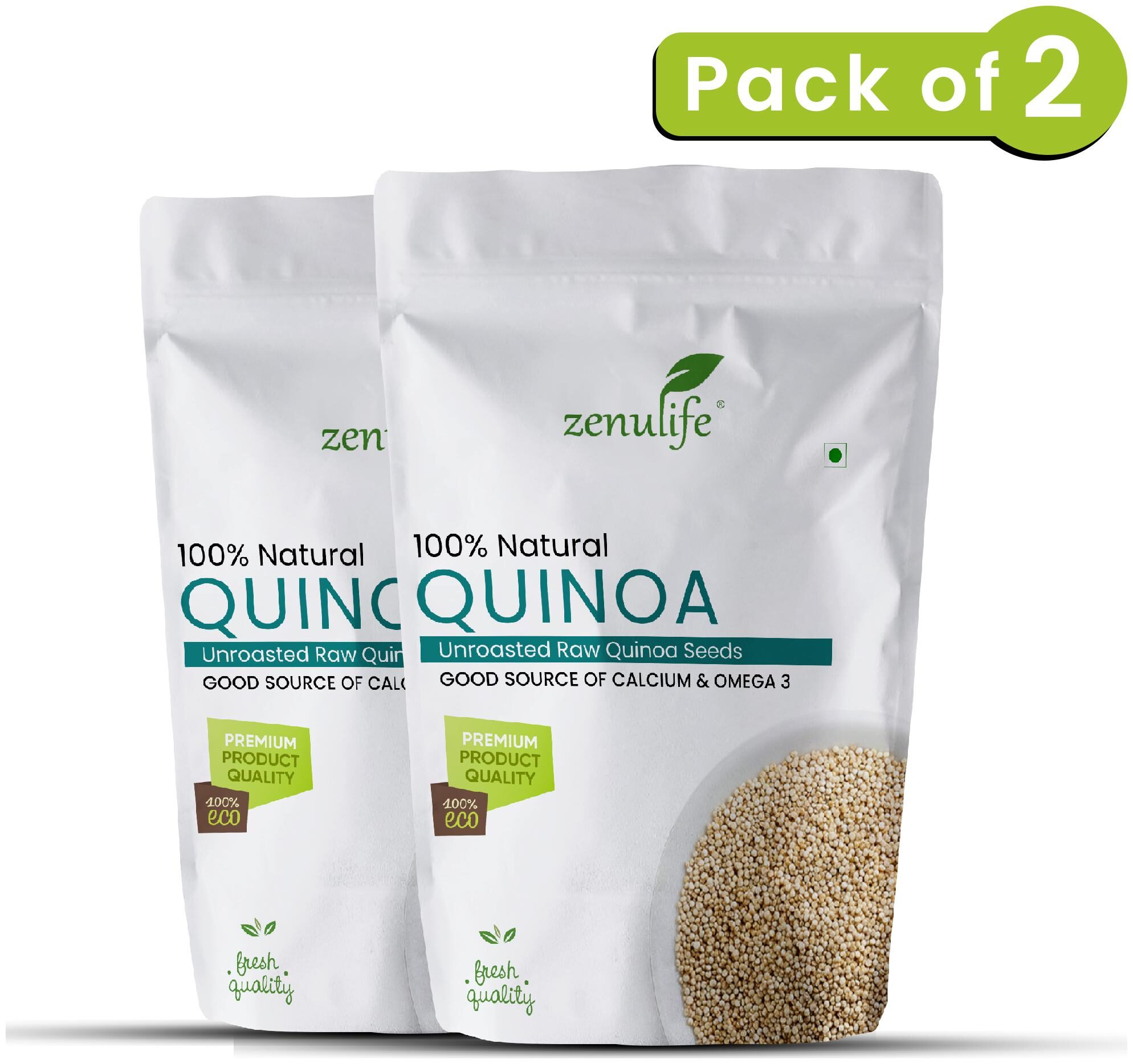 

Zenulife Raw Unroasted White Quinoa Seeds 400g Pack of 2
