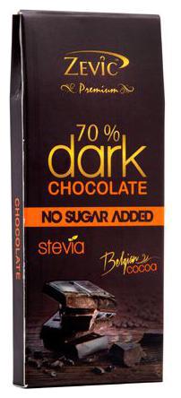 

Zevic Premium Stevia Chocolate - Belgian Cocoa 70 Dark 40 g