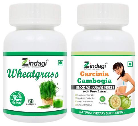 

Zindagi Garcinia Cambogia Extract Capsules With Pure Wheatgrass Extract Capsules Weight Management Supplement 100 Pure Natural Herbal 60 Capsules Each (Pack Of 2)