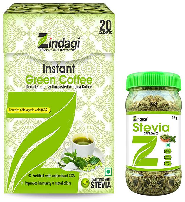 

Zindagi Instant Green Coffee 20 Sachets With Stevia Dry 35g Leaves Free (Pack Of 1)