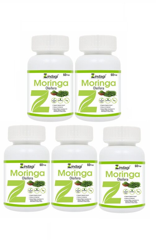 

Zindagi Moringa Capsules - Natural Moringa Leaves Powder - Weight Loss Powder (Buy 4 Get 1 Free)