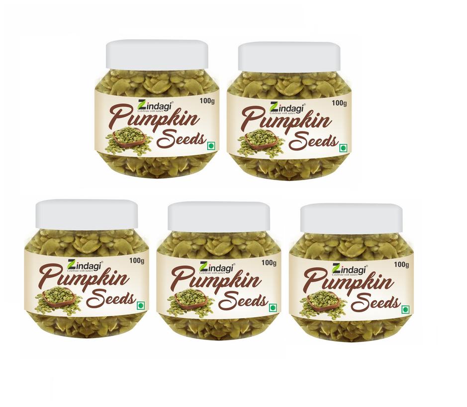 

Zindagi Pumpkin Seeds Raw Unroasted Natural Seeds Full Of Valuable Nutrition (100g) Pack of 5