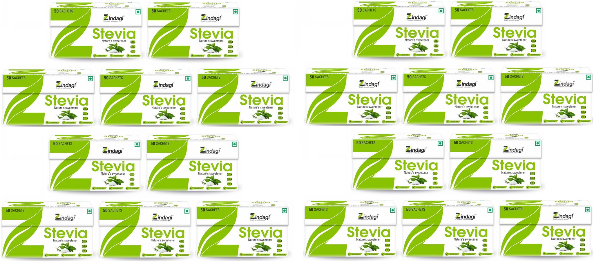 

Zindagi Stevia Powder - Sugarfree Stevia Leaves Powder - Natural Stevia Sachets (Buy 15 Get 5 Free)