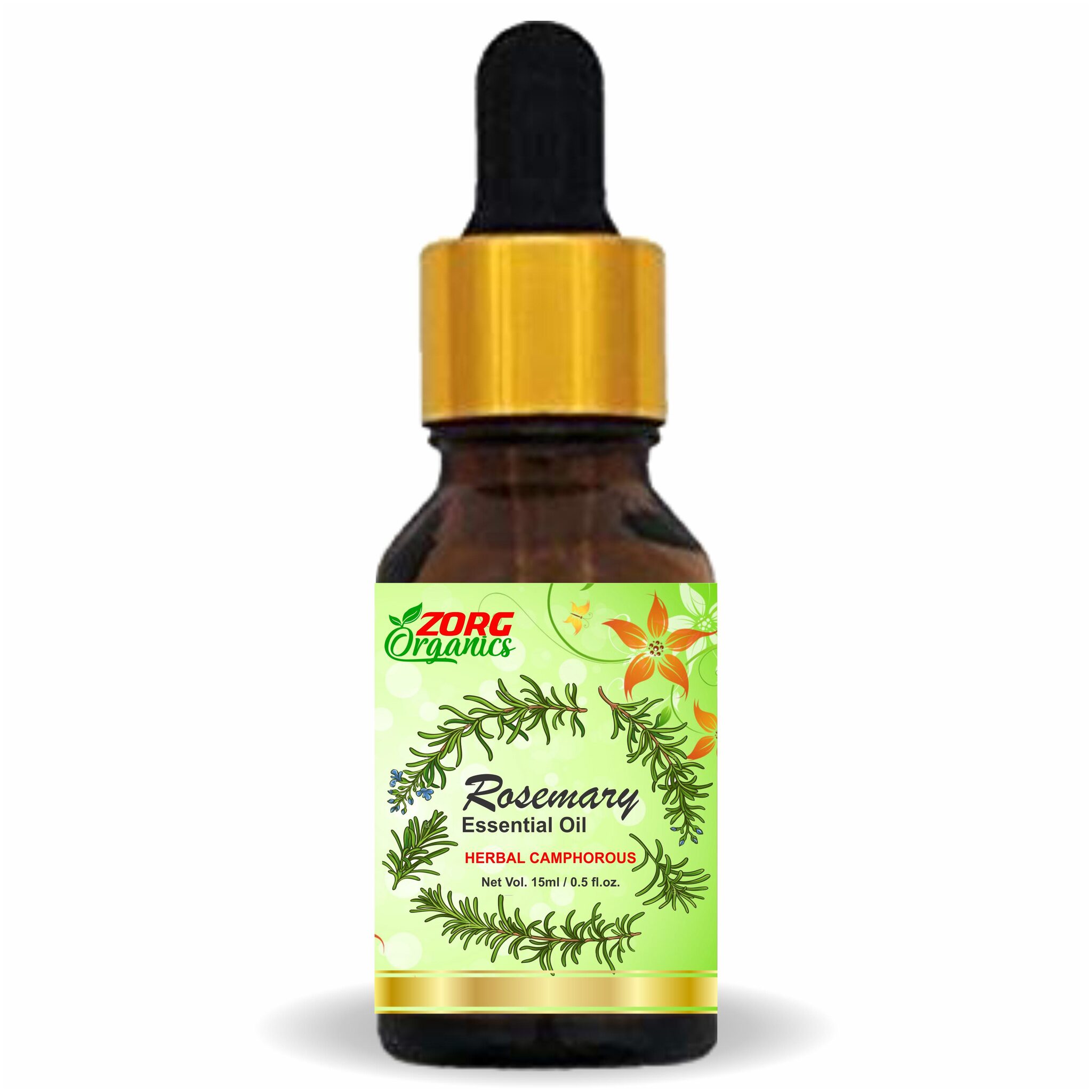 

Zorg Organics 100 Pure Rosemary Essential Oil For Aromatherapy Health Boost Hair Re-Growth Skin care (15 ml)
