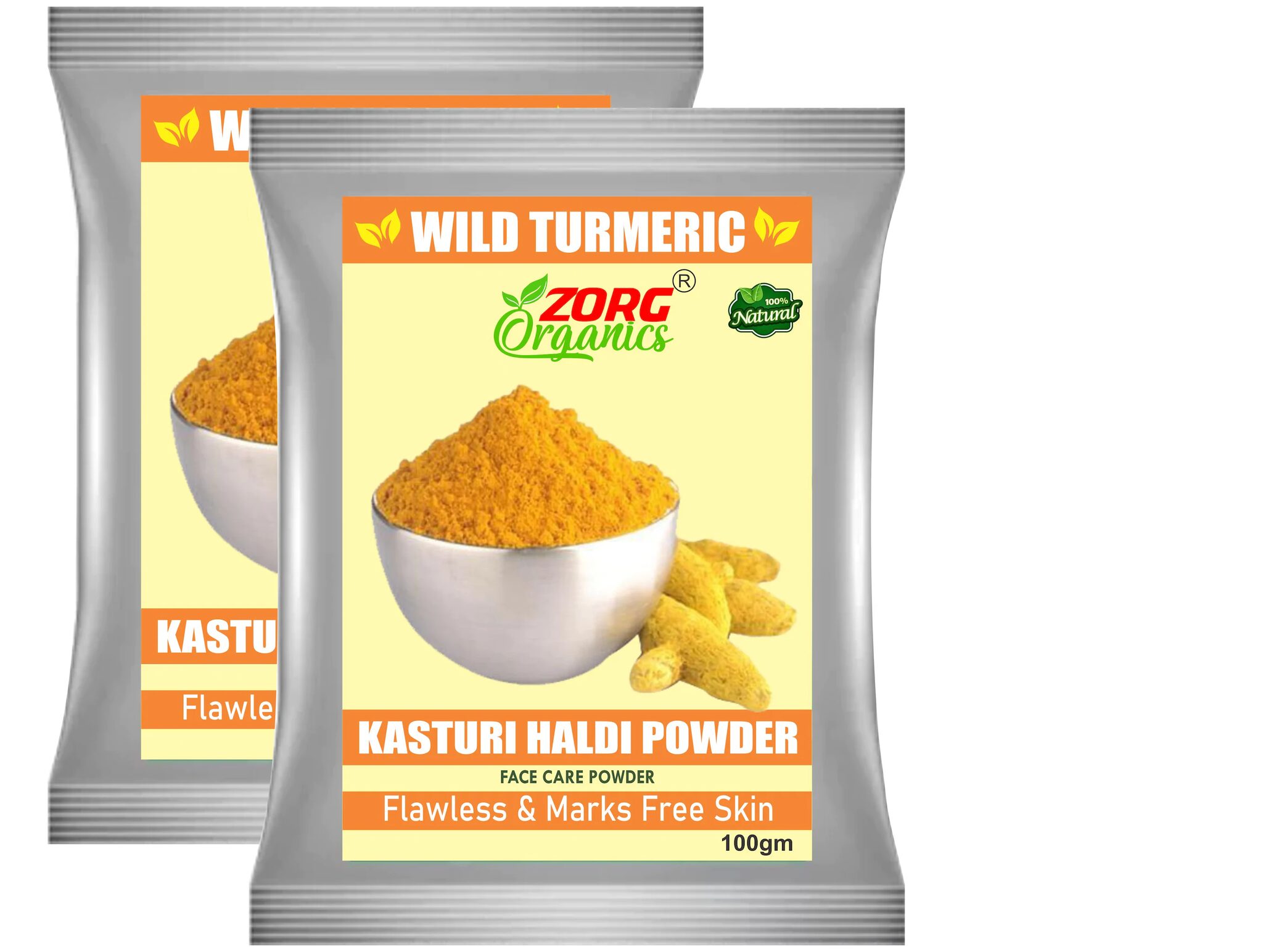 

Zorg Organics Kasturi Haldi Powder Face Pack and for Hair (100g)(Pack of 2)