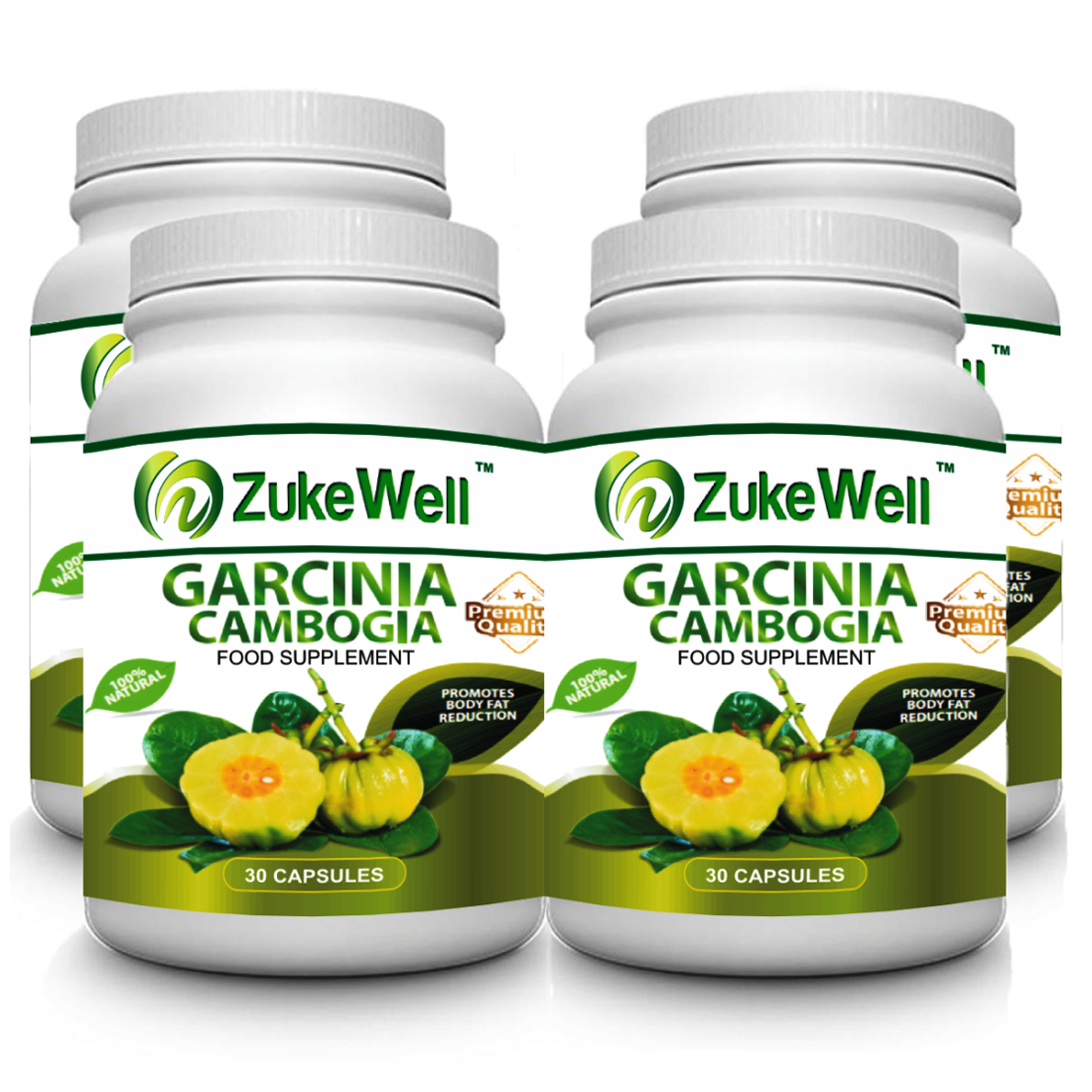 

Zukewell Garcinia Cambogia Extract 500 mg (60 HCA)(30 Veg Capsules)- Pack of 4