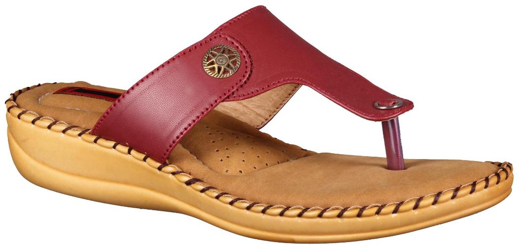 

1 WALK COMFORTABLE DR SOLE WOMEN-FLATS SANDALS FANCY WEAR PARTY WEAR ORIGINAL SLIPPERS CASUAL FOOTWEAR-MAROON