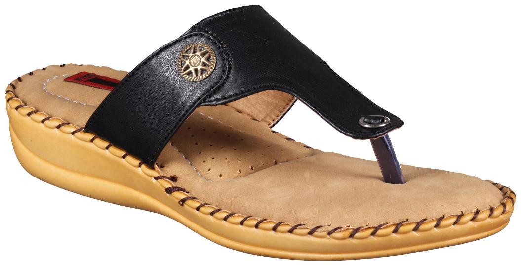 

1 WALK COMFORTABLE DR SOLE WOMEN--FLATS SANDALS FANCY WEAR PARTY WEAR ORIGINAL SLIPPERS CASUAL FOOTWEAR--BLACK